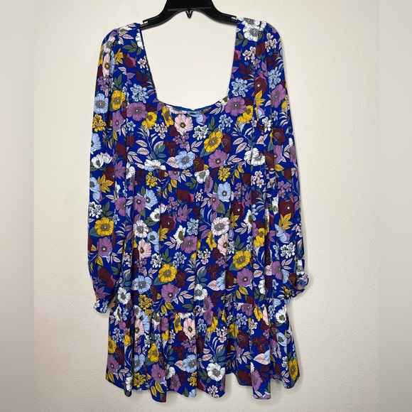 BCBG Square neck swing dress NWT blue combo Size 8 - Picture 4 of 10